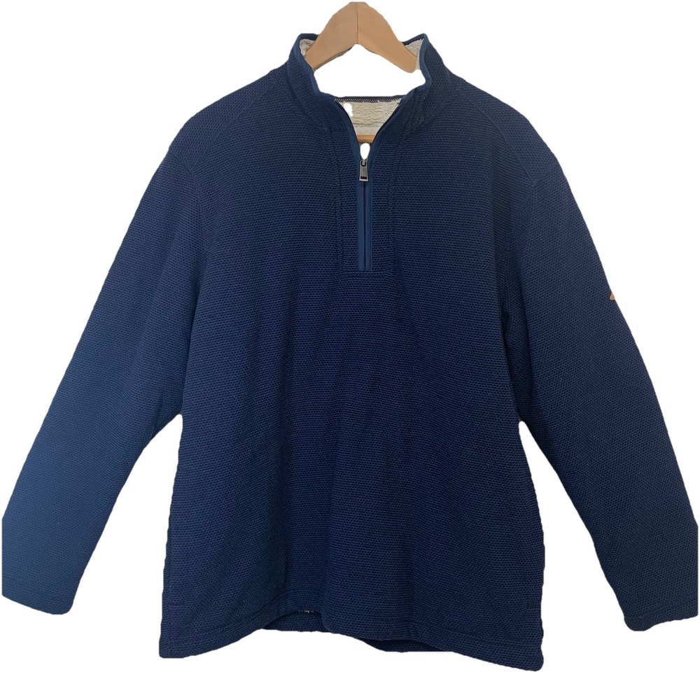 Orvis Sherpa Lined 1/4 Zip Sweatshirt Men Small Blue Pockets Outdoor Casual Work